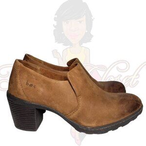 B.O.C Brown Closed Round Toe Leather Booties 9.5